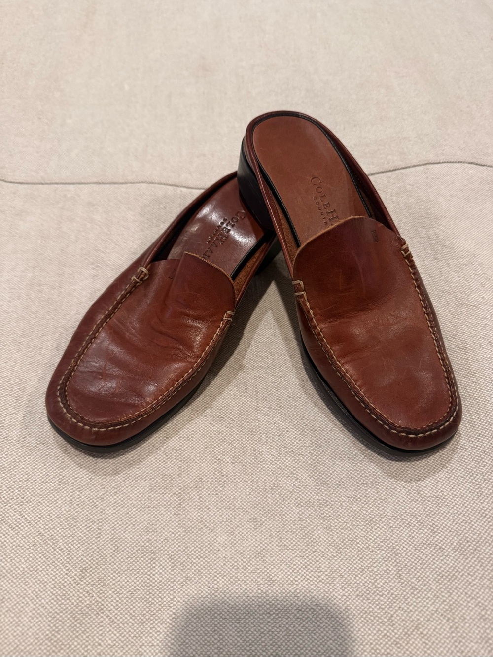 Vintage Cole Haan Country Brown Leather Loafer Mules 7.5 AA Narrow